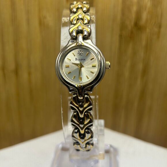 Bulova Women's Dress Watch Quartz Small Two Tone Metal - Picture 2 of 8